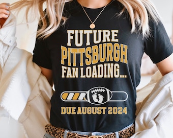 Pittsburgh Football Pregnancy Announcement Shirt Steelers Fan Loading Maternity T-Shirt Sports Gender Reveal Tee Baby Shower Gift