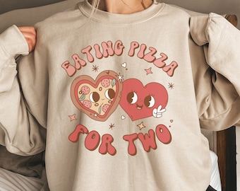 Manger pour deux Annonce de grossesse Sweatshirt Pizza Pull de maternité Livraison spéciale Pizza Slice Baby Shower Gender Reveal Crewneck