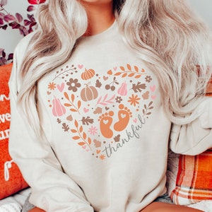 Bluza z nadrukiem na Święto Dziękczynienia, ciąża, jesień, sweter z okrągłym dekoltem, Halloween, ujawnienie płci dziecka, prezent na baby shower dla niej