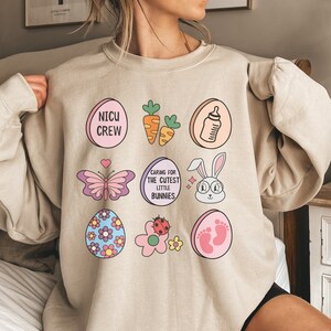 NICU paastrui Nicu verpleegkundige Pasen sweater met ronde hals NICU verpleegkundige lentetrui neonatale verpleegkundige paastrui NICU voorjaarssweatshirt