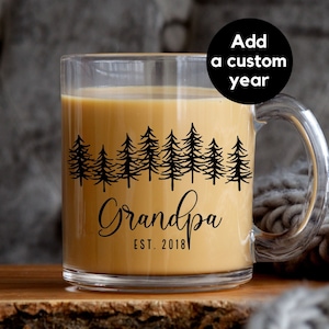 Father&#39;s Day Gift for Grandpa, Set of Grandma And Grandpa Est 2024 Mugs, Personalize Glass Coffee Mug Gift for Grandparents, Future Granddad