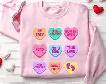 Surprise Valentine Pregnancy Announcement Sweatshirt, Valentines Pregnancy Sweatshirt,  Baby reveal sweater Valentines maternity sweatshirt
