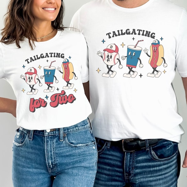 Couples Baseball Pregnancy Announcement Shirts Matching Base Ball Baby Reveal T Shirts Retro Baby Shower Tailgating For Two T-Shirts