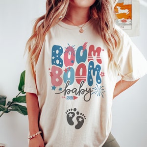 Boom Boom baby Reveal Shirt Comfort Colors 4th of July Pregnancy Announcement Shirt Patriotic Maternity Tee Fourth July Gender Reveal Top