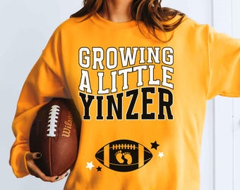 Pittsburgh Football Pregnancy Sweatshirt Growing a Little Yinzer Baby Announcement Crewneck Expecting Mom Gift Sports Pregnant Reveal