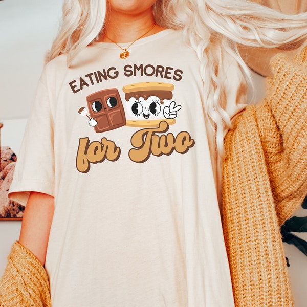 Eating Smores for Two Pregnancy Announcement Shirt Eating for Two Baby Reveal T Shirt Camping Gender Reveal Smore Love Baby Shower Wife Gift