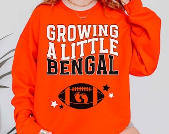 Growing a little Bengal Fan Sweatshirt, Cincinnati Football Pregnancy Announcement Maternity Game Day Baby Reveal Crewneck Sports Fan