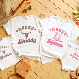 Western First Birthday Party Shirts for Family My First Rodeo T-Shirt Cowgirls 1st Birthday Outfit Cowboy Themed TShirts Rodeo Mama Tee