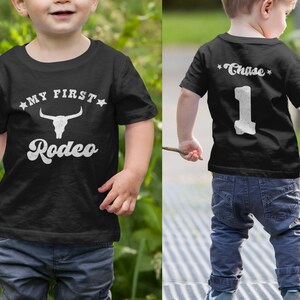 Custom Western First Birthday Party Shirts for Family My First Rodeo T-Shirt Personalized Cowgirls 1st Birthday Outfit Cowboy Themed TShirts