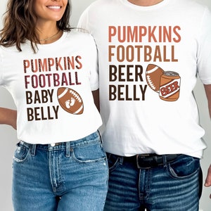 Couples Football Pregnancy Announcement Shirt Fall Baby Reveal TShirt Matching Thanksgiving Pregnancy Reveal Tee Fall Maternity t-shirt