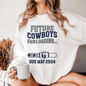 Bluza z kapturem Dallas Texas Football z informacją o ciąży, fanka Cowboys Ładowanie koszulki ciążowej, sportowa koszulka z okrągłym dekoltem, ujawnienie płci, prezent na baby shower