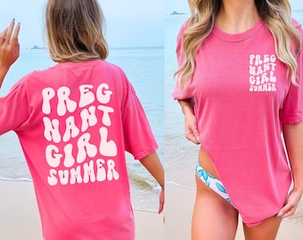 Camiseta de anuncio de embarazo de verano para niña embarazada, camiseta de anuncio de bebé de playa con colores cómodos, atuendo de luna de miel para vacaciones en la playa, regalo para embarazadas