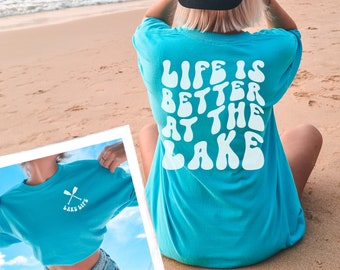湖シャツ 快適な色 湖の生活 夏のキャンプ ハイキング アドベンチャー Tシャツ ボート 釣り 旅行 Tシャツ 独身女性用シャツ 家族 友人 ギフト