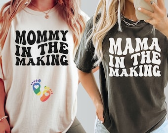 Lesbian Pregnancy Announcement Shirts, LGBTQ Mama and Mommy Baby Reveal Shirts, LGBTQ Pregnancy Announcement T-Shirts, Pride Month Reveal