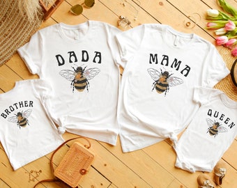 Custom Queen Bee First Birthday shirts Bumble Bee Day Family T Shirts Matching Family Birthday Tees Mommy Me Mini TShirts Mama Bee Outfit