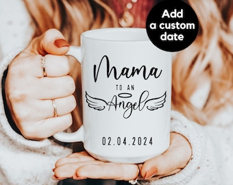 Angel Mom Glass Mug Custom Date, Baby Loss Gift, Stillborn Gift, Mothers Day Gift, Miscarriage Baby Loss Mug, Pregnancy Loss Keepsake