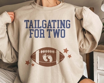 Football Pregnancy Announcement Sweatshirt Tailgating for Two Sweater Football Gender Reveal Baby Shower Crewneck Gift for Expecting