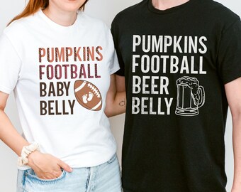 Couples Football Pregnancy Announcement Shirt Fall Baby Reveal TShirt Matching Thanksgiving Pregnancy Reveal Tee Fall Maternity t-shirt
