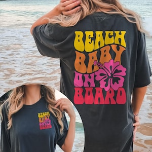 Summer Pregnancy Announcement Shirt Beach Baby Announcement Beach Gender Reveal t-shirt Beach Baby on Board Maternity tee Gift for expecting