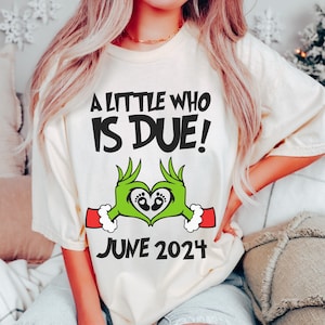 Niestandardowa koszulka Grinchmas Pregnancy Announcement Christmas Comfort Colors XMas Pregnant Maternity Movie Tee Holiday Gender Reveal Outfit Gift