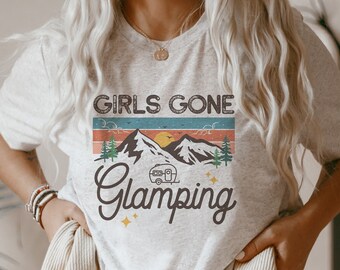 Girls Gone Glamping Shirt Glamping Gift for Mom Girls Camping Trip T Shirts Glamper TShirt Retro Camper Tee RV Funny Gifts for Campers
