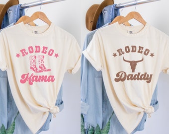 Comfort Colors Rodeo Mama Shirt Western Mama Shirt Rodeo Shirts for Women Pink Rodeo Shirt Rodeo Daddy Tee Matching Birthday Shirts