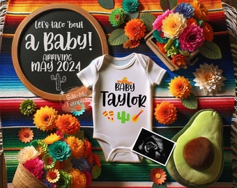 Taco Bout A Baby Pregnancy Announcement Digital Template, Gender Neutral Cinco De Mayo Baby Reveal, Mexican Baby Reveal for Social Media