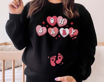 Faire-part de grossesse pour bébé Saint-Valentin sweat-shirt Bonbons pull de maternité chérie sexe révéler tenue cadeau de shower de bébé