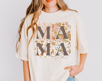 Retro Comfort Colors Boho Mama Plant t Shirt, Unique Mothers Day Gift for New Mom, Boho Floral T-Shirt for Moms, Birthday Gift for Expecting