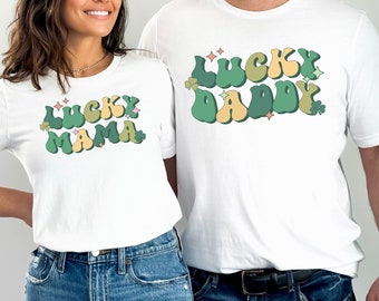 Matching Lucky Mama Daddy Couples Pregnancy Announcement Shirt Saint Patricks Day Maternity t-Shirt St Paddy Gender Reveal Baby Shower Gift