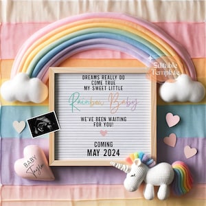 Rainbow Baby IVF Embarazo Anuncio Chica Descarga Digital, Después de Cada Tormenta Anuncio de FIV, Mayo FIV Es una Chica Iui Revelar Plantilla
