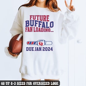 Przyszły fan futbolu amerykańskiego z Buffalo Ładowanie New York Game Day Maternity Reveal Sport Gender Reveal Piłka nożna Baby Shower Prezent dla oczekujących