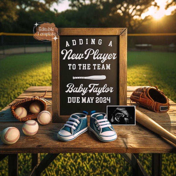 Baseball Pregnancy Announcement Digital Template, Sports Fan Digital Download, Game Day Reveal for Social Media, Baseball Baby Announcement