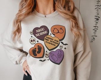NICU Halloween Sweatshirt Neonatal ICU Fall Thanksgiving Sweater Gift for Baby Nurse RN Crewneck  Spooky Nicu Crew Party Sweatshirt