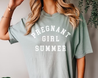 Pregnant Girl Summer Shirt Comfort Colors Beach Pregnancy Announcement T-Shirt Summer Pregnancy Shirt
