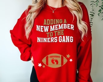 Niners zwangerschap aankondiging Sweatshirt San Francisco voetbal baby onthullen ronde hals Californië spel dag babyshower sport fan trui