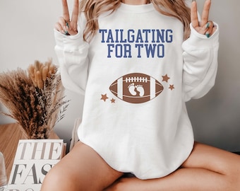 Football Pregnancy Announcement Sweatshirt Tailgating for Two Sweater Football Gender Reveal Baby Shower Crewneck Gift for Expecting