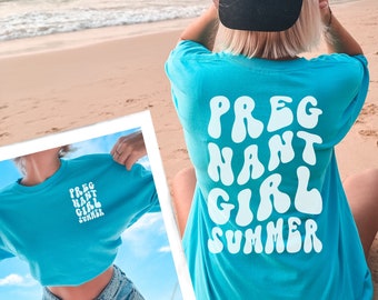Camiseta de anuncio de embarazo de verano para niña embarazada, camiseta de anuncio de bebé de playa con colores cómodos, atuendo de luna de miel para vacaciones en la playa, regalo para embarazadas