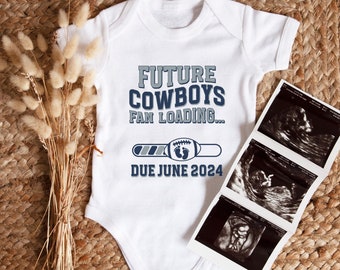 Baby Dallas Texas Football Bodysuit Cowboys Pregnancy Announcement Baby Outfit Cowboys Fan Loading Personalized Bodysuit Gift for Expecting