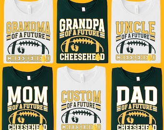 Green Bay Pregnancy Announcement Shirt, Future Cheesyhead Family Shirts, Football Baby Announcement, Personalized Title Tee