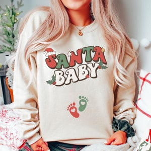 Mikołaj Dziecko Boże Narodzenie Ciąża Ogłoszenie Bluza XMas Maternity Sweter Świąteczny Ubranie na Ujawnienie Płci Zimowy Baby Shower Prezent