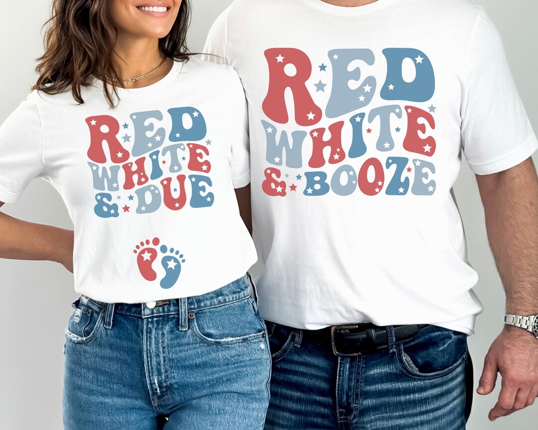 Couples 4th of July Pregnancy Announcement Shirts Matching Fourth of ...