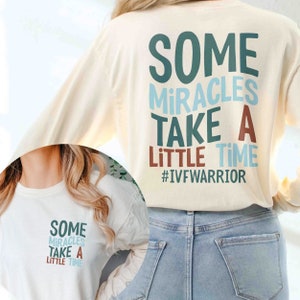 Les miracles de FIV personnalisés prennent du temps T-shirt à manches longues pour le jour du transfert de FIV à manches longues pour femme T-shirt de récupération d'oeufs porte-bonheur faisant un t-shirt miracle