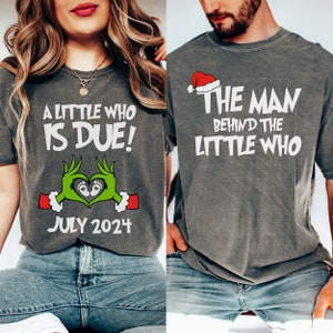 Couples Grinchmas Pregnancy Announcement Christmas Comfort Colors Shirt XMas Pregnant Matching Movie Tee Holiday Gender Reveal Outfit Gift