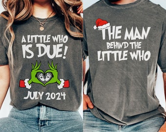 Couples Grinchmas Pregnancy Announcement Christmas Comfort Colors Shirt XMas Pregnant Matching Movie Tee Holiday Gender Reveal Outfit Gift