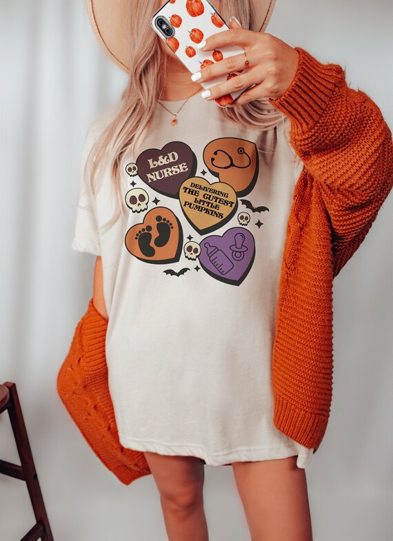 Customizable Halloween L D Nurse Shirt Spooky Labor and Delivery Halloween T Shirt Gift for Baby Nurse OB Maternity Postpartum RN Tee