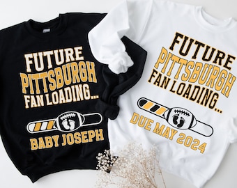 Pittsburgh Football Pregnancy Announcement Sweatshirt Steelers Fan Loading Maternity Sweater Sports Gender Reveal Crewneck Baby Shower Gift