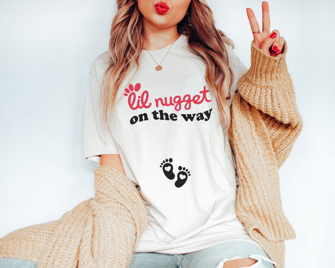 Lil Nugget on the Way Pregnancy Announcement Shirt Chicken Nugget Baby