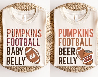 Couples Football Pregnancy Announcement Shirt Fall Baby Reveal TShirt Matching Thanksgiving Pregnancy Reveal Tee Fall Maternity t-shirt