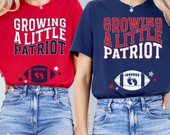 New England Football Pregnancy Shirt Growing A Little Patriot Baby Announcement Mom To Be Shirt Boston Fan Reveal to Husband